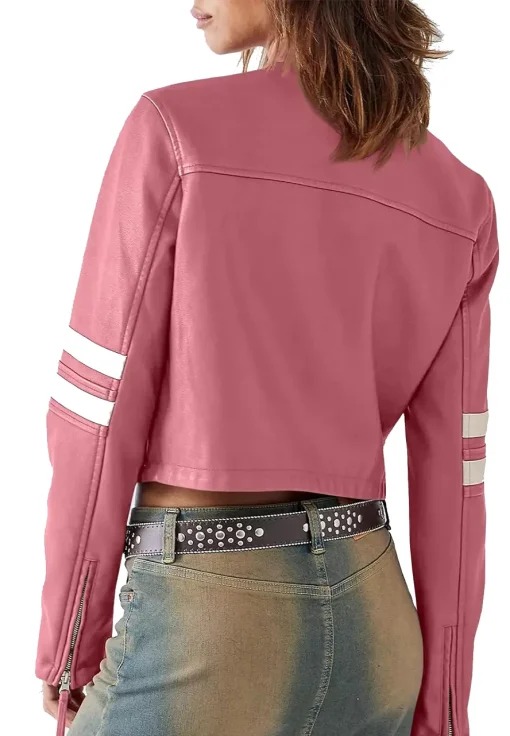 womens-pink-faux-leather-motocross-jacket-with-white-stripes