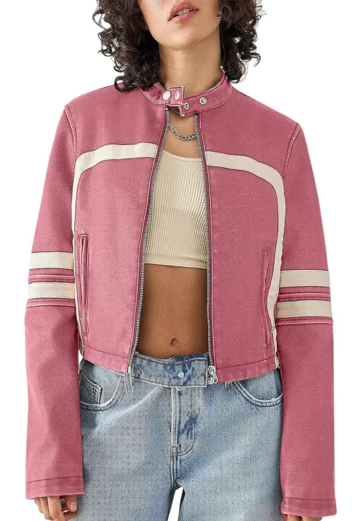 womens-pink-faux-leather-motocross-jacket-with-white-stripes