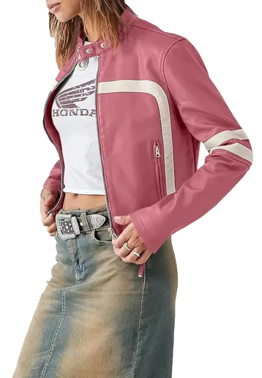 womens-pink-faux-leather-motocross-jacket-with-white-stripes
