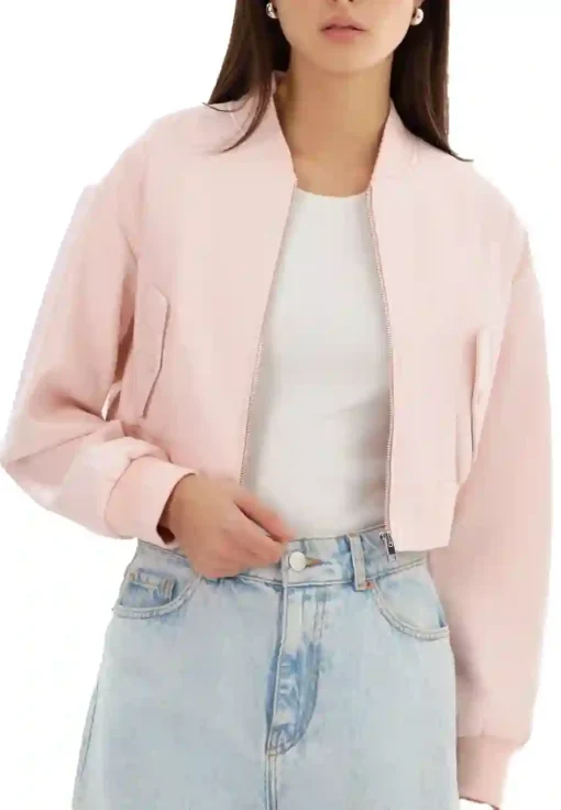 womens-pink-puff-faux-leather-crop-bomber-jacket