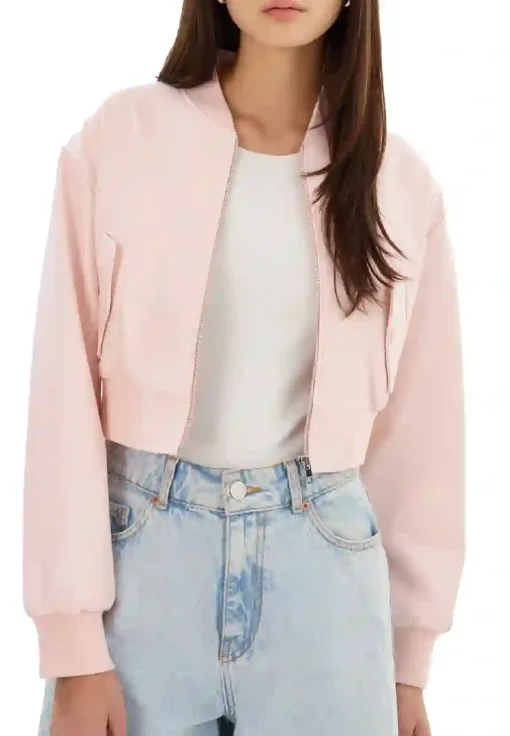 womens-pink-puff-faux-leather-crop-bomber-jacket