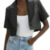 womens-short-sleeve-black-faux-leather-blazer