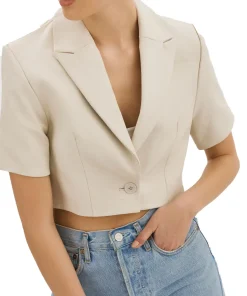 womens-short-sleeve-bone-faux-leather-blazer
