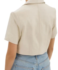 womens-short-sleeve-bone-faux-leather-blazer