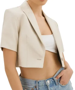 womens-short-sleeve-bone-faux-leather-blazer