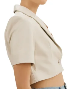 womens-short-sleeve-bone-faux-leather-blazer