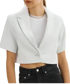 womens-short-sleeve-white-faux-leather-blazer