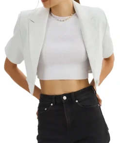 womens-short-sleeve-white-faux-leather-blazer
