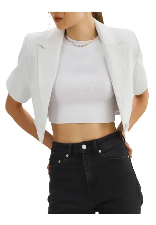 womens-short-sleeve-white-faux-leather-blazer