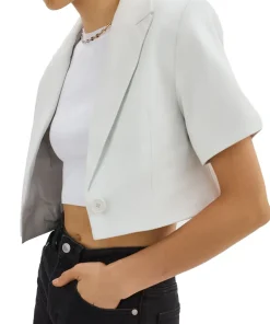 womens-short-sleeve-white-faux-leather-blazer