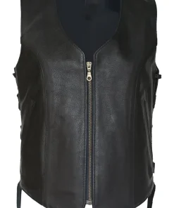 womens-zip-up-black-faux-leather-biker-vest