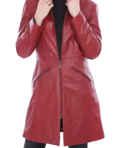 womens-zip-up-red-faux-leather-coat