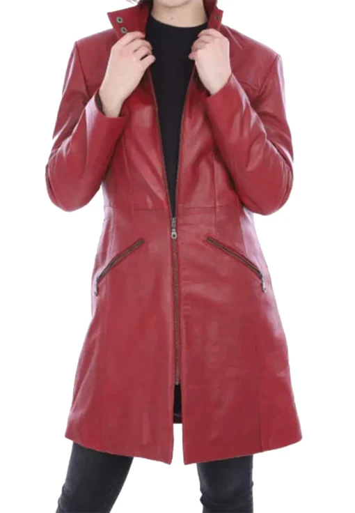 womens-zip-up-red-faux-leather-coat