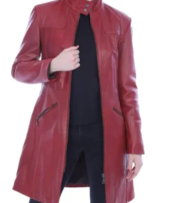 womens-zip-up-red-faux-leather-coat
