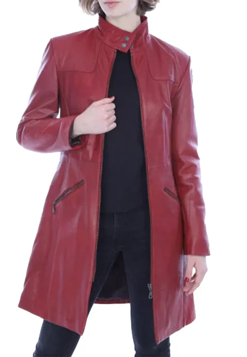 womens-zip-up-red-faux-leather-coat