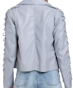 womens-lace-up-sleeve-grey-faux-leather-jacket