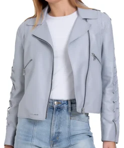 womens-lace-up-sleeve-grey-faux-leather-jacket
