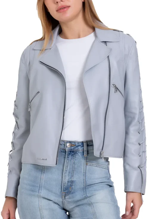 womens-lace-up-sleeve-grey-faux-leather-jacket