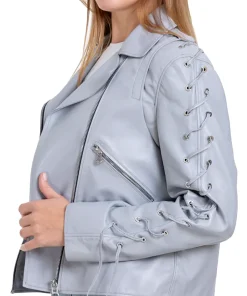 womens-lace-up-sleeve-grey-faux-leather-jacket