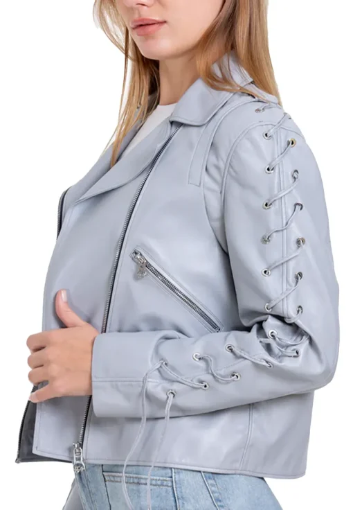 womens-lace-up-sleeve-grey-faux-leather-jacket