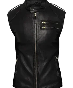 mens-black-faux-leather-fitted-biker-vest