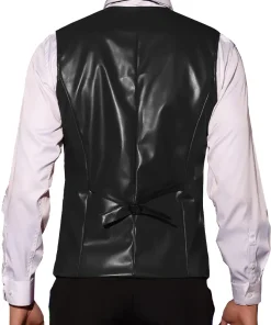 mens-black-faux-leather-suit-vest