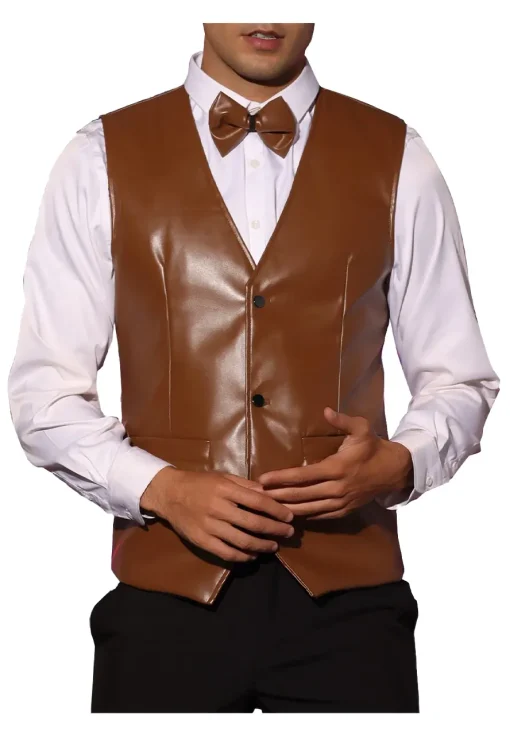 mens-brown-faux-leather-suit-vest
