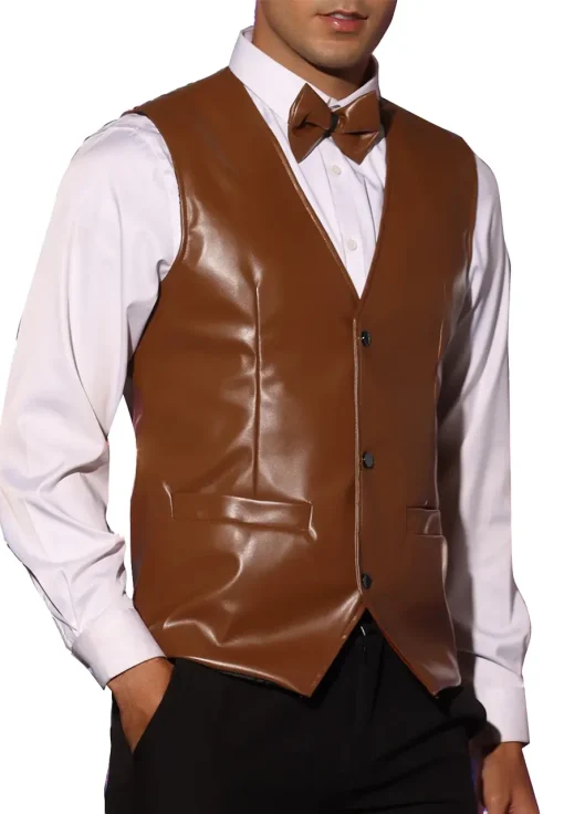 mens-brown-faux-leather-suit-vest