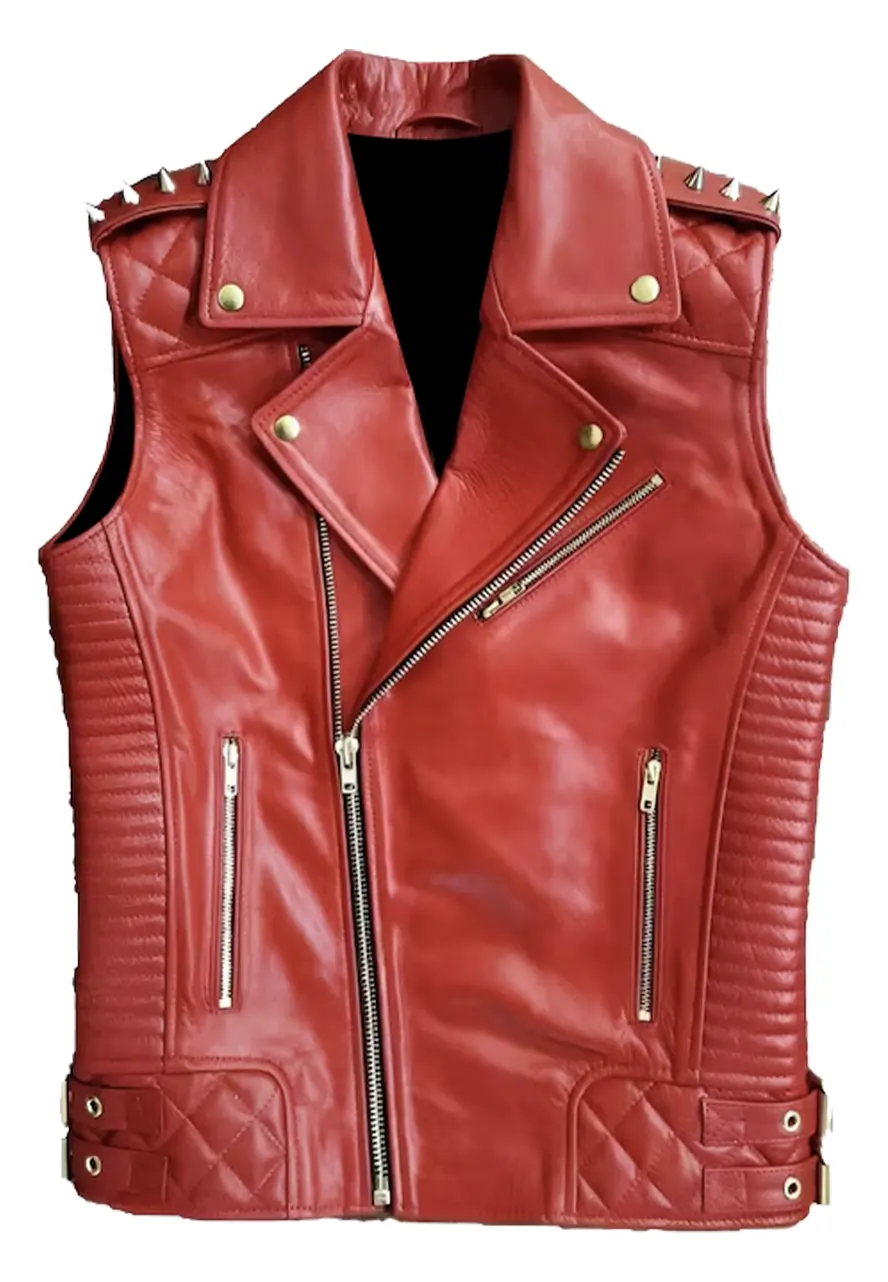 Men's Quilted Red Faux Leather Vest 1 mens-quilted-red-faux-leather-vest