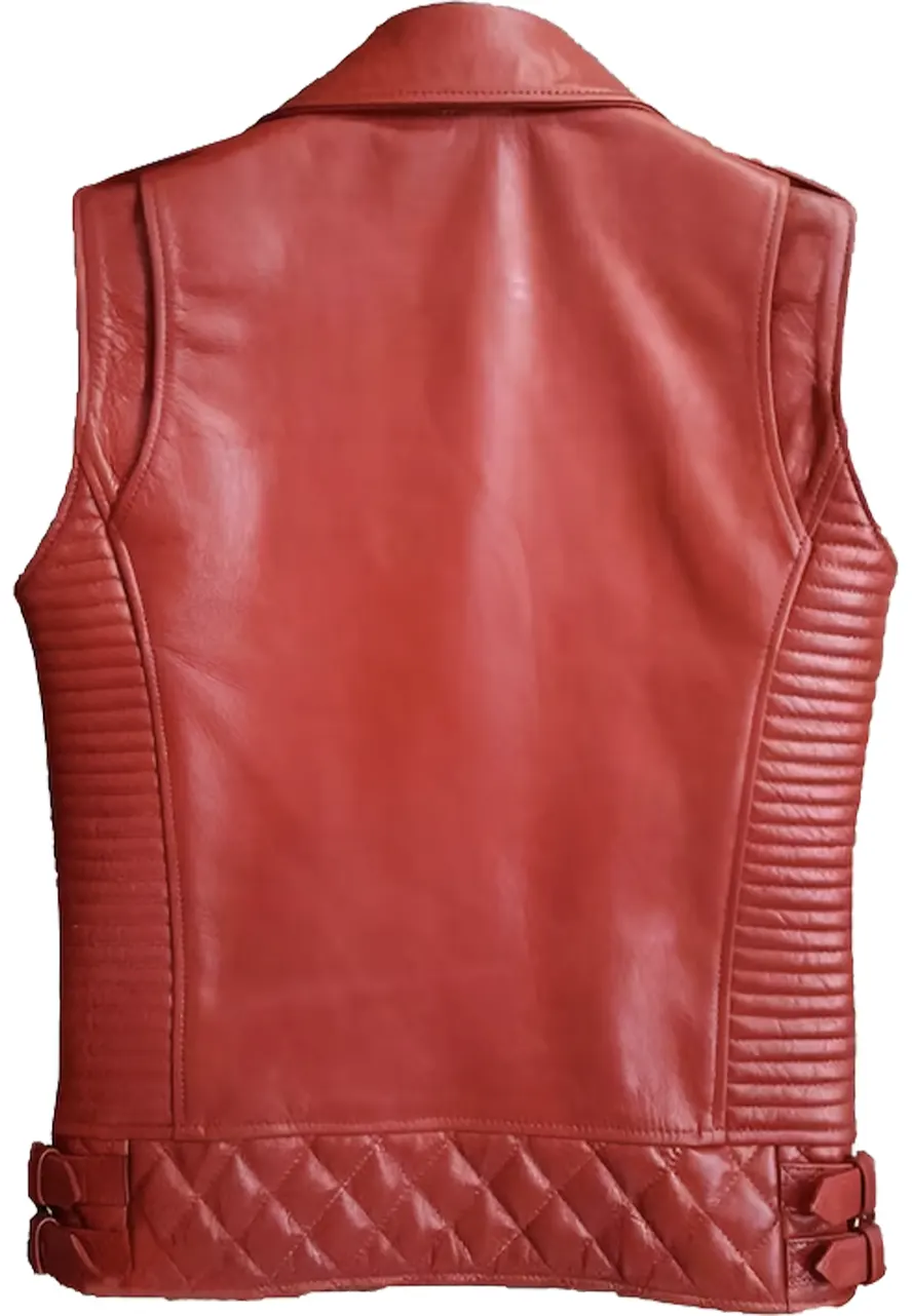 Men's Quilted Red Faux Leather Vest 2 mens-quilted-red-faux-leather-vest