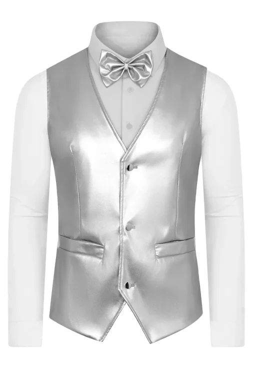 mens-silver-faux-leather-suit-vest
