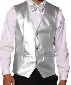 Men's Silver Faux Leather Suit Vest 5 mens-silver-faux-leather-suit-vest