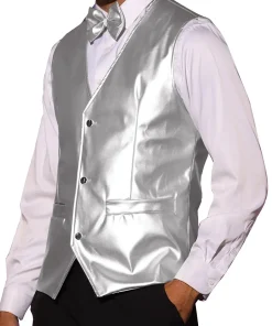 Men's Silver Faux Leather Suit Vest 7 mens-silver-faux-leather-suit-vest