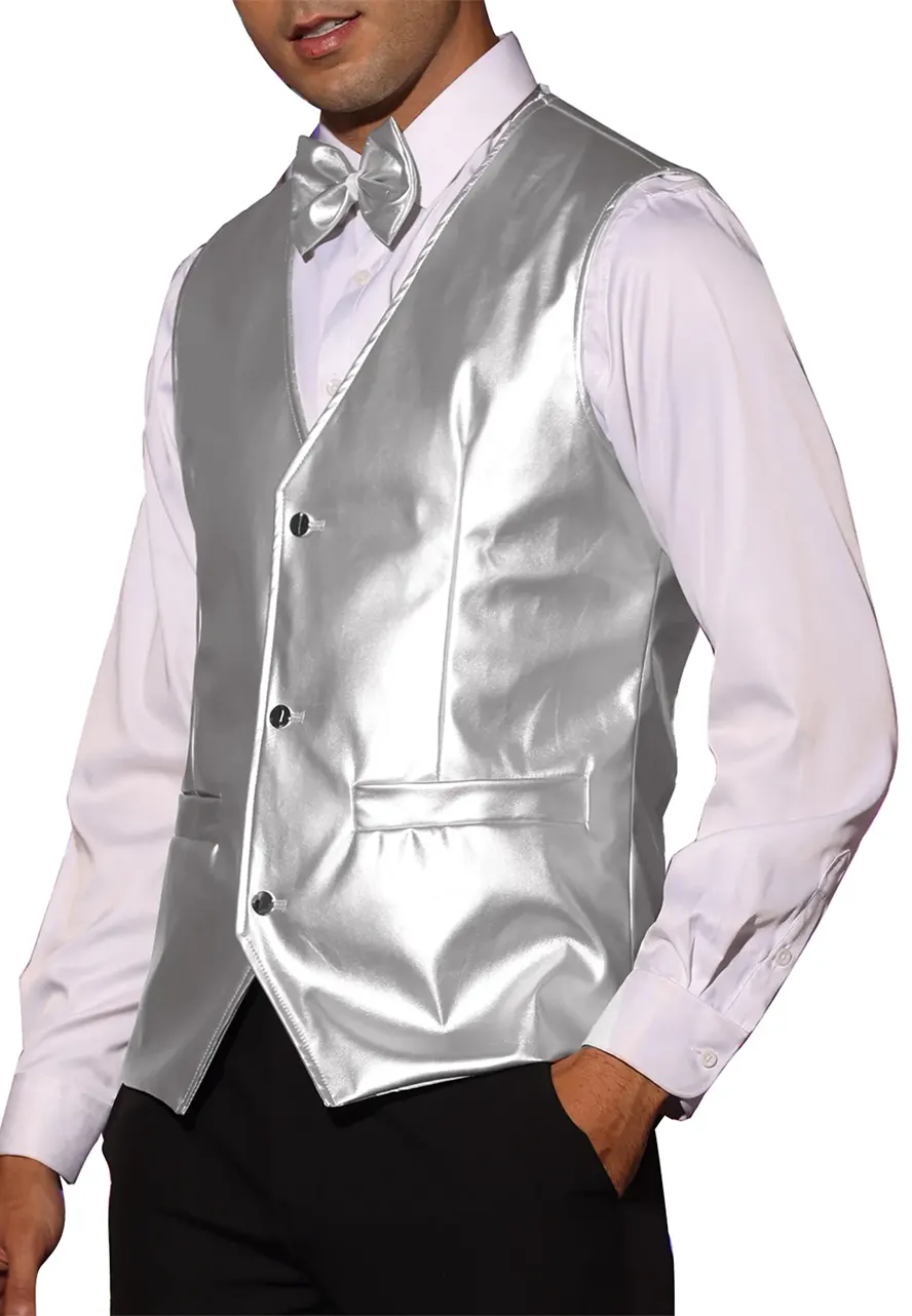 Men's Silver Faux Leather Suit Vest 4 mens-silver-faux-leather-suit-vest