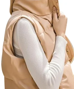womens-beige-faux-leather-puffer-vest