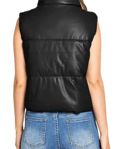 womens-black-puffer-faux-leather-vest