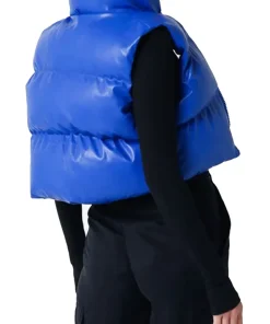 womens-blue-faux-leather-puffer-vest