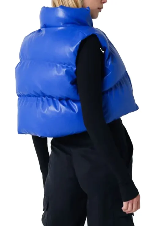 womens-blue-faux-leather-puffer-vest