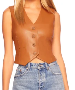 womens-brown-faux-leather-v-neck-vest