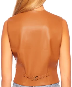 womens-brown-faux-leather-v-neck-vest
