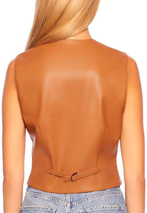 womens-brown-faux-leather-v-neck-vest