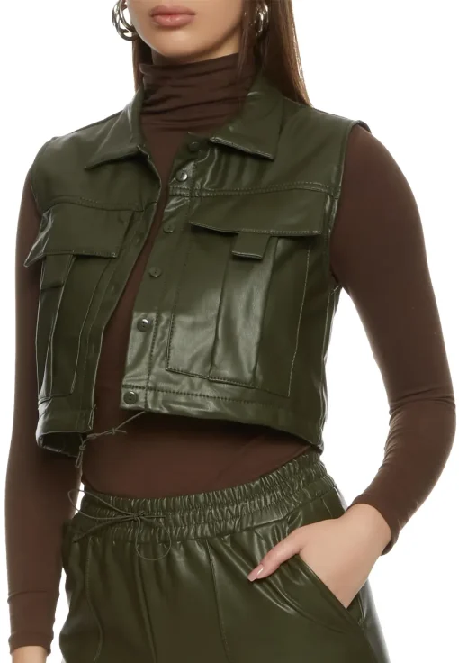 womens-cargo-olive-faux-leather-cropped-vest