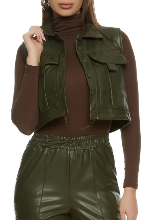 womens-cargo-olive-faux-leather-cropped-vest