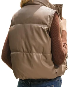 womens-coffee-faux-leather-puffer-vest