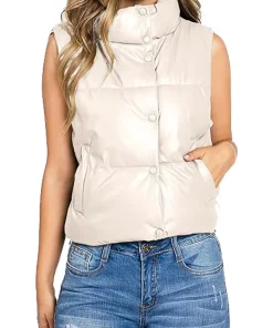 womens-cream-puffer-faux-leather-vest