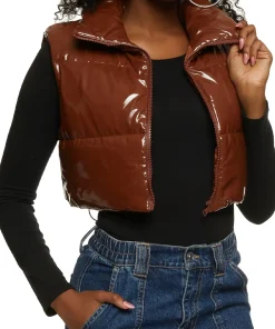 womens-cropped-coffee-faux-leather-puffer-vest