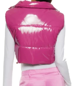 womens-cropped-magenta-faux-leather-puffer-vest