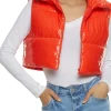 womens-cropped-orange-faux-leather-puffer-vest