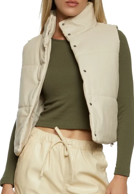 womens-drawstring-hem-beige-faux-leather-puffer-vest