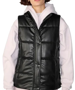 womens-faux-leather-black-puffer-vest